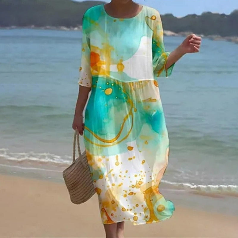 Rowena | Elegant Tummy-Covering Floral Dress